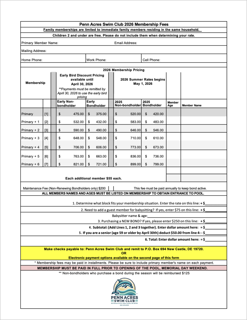 Click on the image if you prefer to print and submit a paper registration form. 

All paper registrations must be mailed with payment to:

P.O. Box 694 
New Castle, DE 19720.